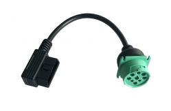China Green Deutsch 9-Pin J1939 Male to Right Angle OBD2 OBDII Male CAN Bus Cable supplier