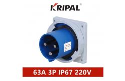 China IEC standard Three Phase Waterproof Panel Mounted Plug 63A 220V IP67 supplier