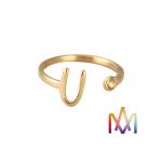 Mylongingcharm 1.5g Gold Color SS304 Alphabet Letter Ring for sale