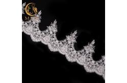China Classic Embroidered 3D Flower Lace Trim 53 Inch Width With Beads supplier