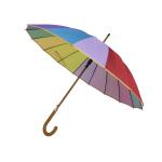 16 Colors Rainbow Umbrella Wooden Shaft Wooden Handle for sale