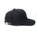 Unisex Black Color Embroidered Youth Baseball Hats / Fashion Design 6 Panel Snapback Hats for sale