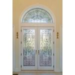 American Style Entry Door Glass Inserts With Clear Beveled And Patina Caming