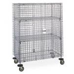 Hotel Transship Three Shelves Mobile Wire Security Cages Cold Steel Galvanized for sale