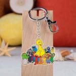 Metal Ring Attachment Transparent Acrylic Keychain Durable Cartoon Sesame Street Print
