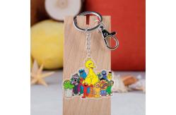 China Metal Ring Attachment Transparent Acrylic Keychain Durable Cartoon Sesame Street Print supplier