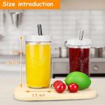 Wide Mouth Glass Tea Reusable Smoothie Cups With Straw 16oz 24oz