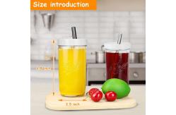 China Wide Mouth Glass Tea Reusable Smoothie Cups With Straw 16oz 24oz supplier