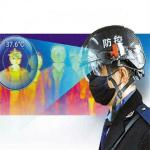 Virus Control Smart Temperature Measuring Helmet , AI Helmet Infrared Thermometer for sale