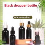 5ml 10ml 20ml 30ml 50ml Empty Black Glass Essential Oil Bottles with Dropper Boston Round Lotion Serum Pump bottle for sale