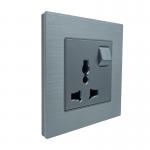 Three Holes 250V 13A Power Socket Glass / Aluminum Material Panel for sale