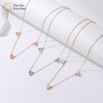 Heart Pink Ocean Blue Thin Chain Choker 18k Gold Plated Diamond Zircon Charms for sale