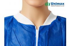 China Non Woven Lab Coat With Zipper, Knitted Collar supplier