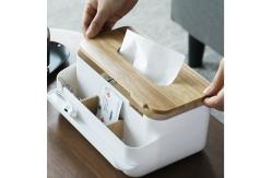 China Removable White Plastic Tissue Box Cover PS Rubber Wood supplier