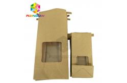 China Clear Window Front Square Bottom Bleached Customized Paper Bags For Tea supplier