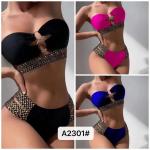 Swimming Suits Bikini Steel Backless Europe Sexy Factory Direct Supply High Waist  Miss Hard Wearing for sale