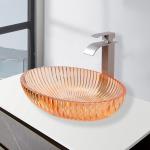 Unique Transparent Painted Glass Vessel Basins 1.77 Inch Drain  Bathroom Sink