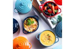 China Anti Scald Baking Ceramic Oven Bowl With Lid Double Ear Multifunctional supplier