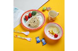 China Bamboo Fiber Childrens Dinner Set With Cute Animal Design And FDA Level supplier
