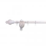 28MM Grooved Pipe White Gold Color With With Stereo Resin Finials For Home And Hotel Decor for sale