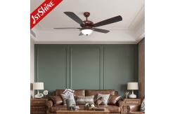 China 3000K Retro Ceiling Fan With Dark Walnut Blades And Glass Lampshade supplier