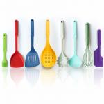 8 Pcs Nonstick Colored Slotted Spoon Silicone Kitchen Utensil Sets for sale