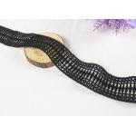 Black Polyester Water Soluble Lace Ribbon Border With Symmetric Geometric Figure