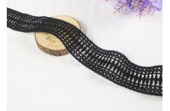China Black Polyester Water Soluble Lace Ribbon Border With Symmetric Geometric Figure supplier