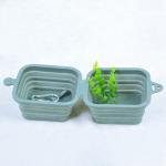 Traveling Silicone square Pet Folding Bowl Portable Food Basin 1420ml for sale