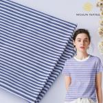 Custom Breathable Single Jersey Knit Fabric , 140g 100 Cotton Striped Fabric for sale