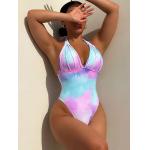 V Neck Ladies One Piece Swimsuit Tie Dyed Sexy Swim Wear One Piece Women Bikini for sale