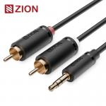 3.5mm Male To 2RCA Male Audio Cable Stereo AUX Cord For Home Audio Systems TVs for sale