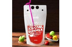 China MBOPP Beverage Pouch Packaging Flexiloop Handle 16 oz Drink Pouches With Straw supplier