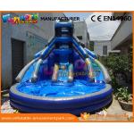 Dark Blue Outdoor Inflatable Water Slides Digital Printing For Kids And Adults for sale