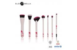 China 3D Printing Wooden Handle Makeup Brushes 7pcs Two Tones Synthetic Hair OEM supplier