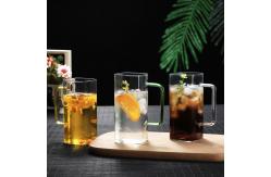 China Heat Resistant Single Wall Coffee Cups , Sturdy Small Glass Cups With Handles supplier