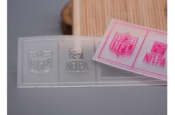 China Customized Transparent TPU Printing Shiny Silicone Logo For Clothing supplier