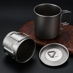 Pure Titanium Cup With Lid Outdoor Mug Camping Folding Cup for sale