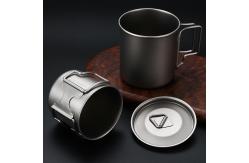 China Pure Titanium Cup With Lid Outdoor Mug Camping Folding Cup supplier
