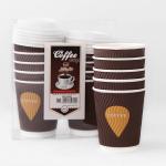 8oz Kraft Ripple Paper Cups 92mm PE Coated Hot Coffee Paper Cup for sale