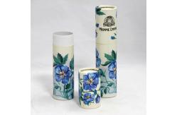 China Luxury Package Blue Flower Design Hot Paper Cans Packaging Inside With Plastic Jar supplier