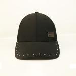 Curved Brim Polyester Baseball Cap Adjustable Plain With Metal Badge for sale