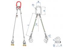 China 38mm Double Leg Wire Rope Sling With Flemish Eye Sleeve And Thimble supplier