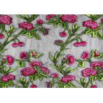 Coloured Embroidery 3D Flower Polyester Lace Fabric By The Yard For Party Dress for sale