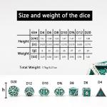 Green DND Dragon and Dungeon Metal Dice Set Customized Personalized Rune Dice Set