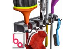 China 5 Position Cleaning Tool Holder 6 Hooks Wall Mount Broom Holder 447g supplier
