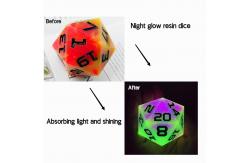 China Single 20 Sided Glowing Resin Game Dice DND COC TRPG supplier