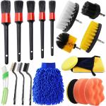20 Pcs Car Detailing Brushes Kit With Boar 1/4'' Drill Brushes Sponge Pad Wash for sale