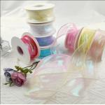 Custom Solid Color Sheer Chiffon Pink Silk Organza Stain Ribbon For Wedding Gift Bouquets Wrapping Decoration for sale