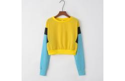 China Sports Stitching Fleece Anti Pilling Women Crop Hoodie Sweatshirt supplier